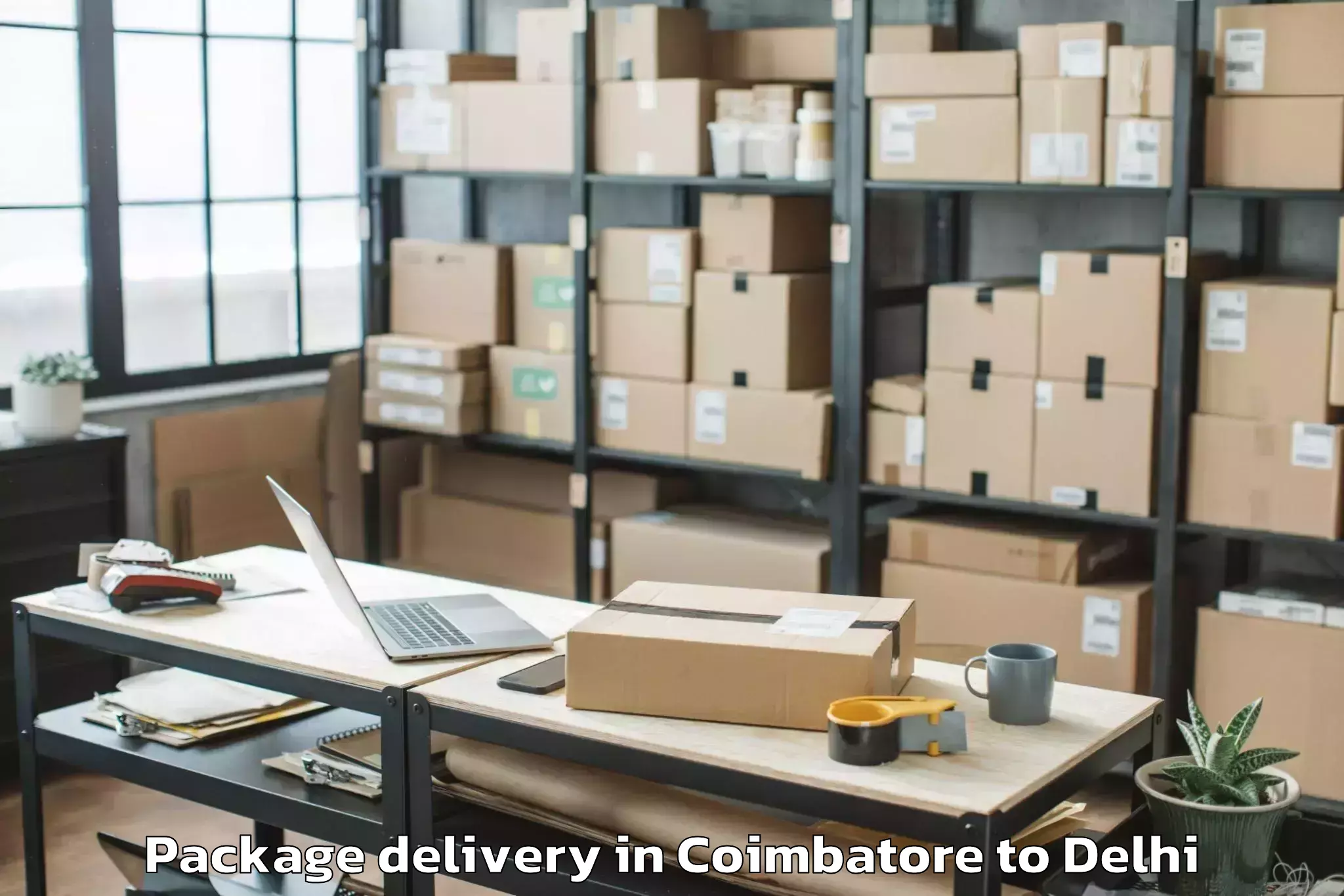 Book Your Coimbatore to Flatted Factory Complex Okhla Package Delivery Today